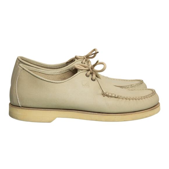 Mens Vintage Designer Sperry Captain\'s Casual Lace-Up Oxford Loafers -Cream -EUC main image 9